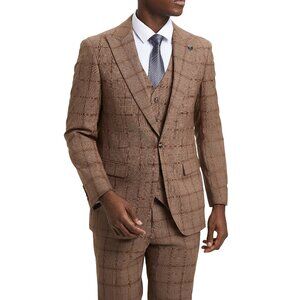 Brown windowpane 3 Piece Stacy Adams Men's Suit